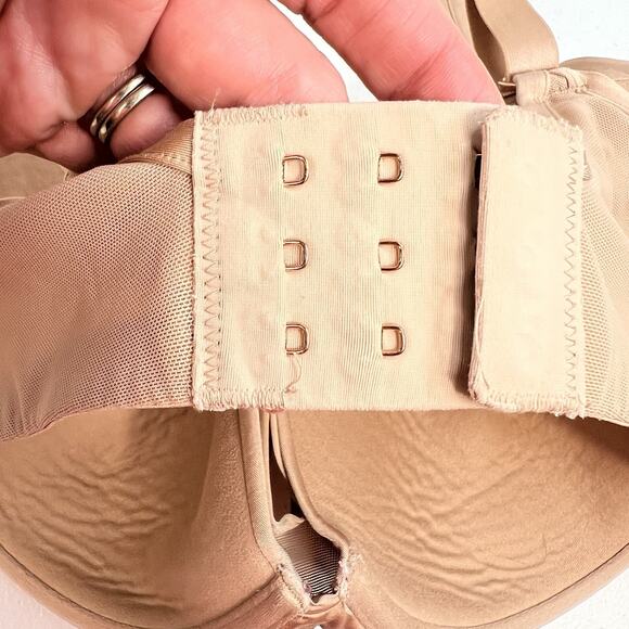 Le Mystere 36DDD 36F Bra Tan Sheer Illusion Demi Underwire Back Closure Beige - Picture 7 of 16